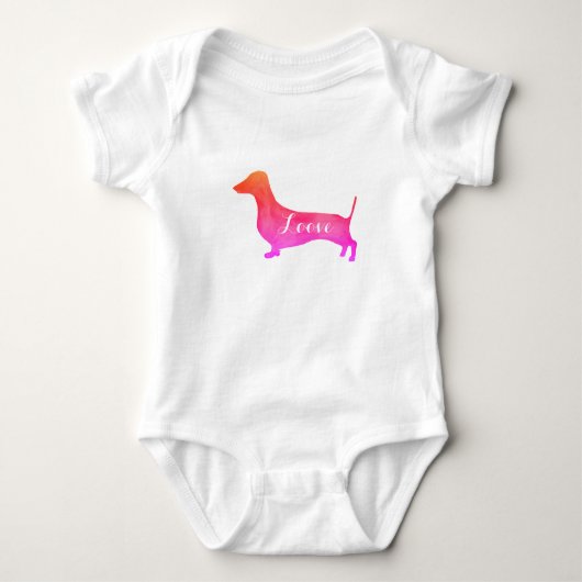 Dachshund Pink Love Baby Bodysuit (Voorkant)