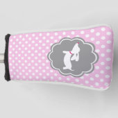 Dachshund Pink Polka Dot Golf Head Hoesje Putter Golfheadcover (Voorkant)