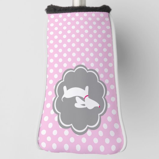 Dachshund Pink Polka Dot Golf Head Hoesje Putter Golfheadcover (Draai 90)