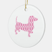 Dachshund Pink Ribbon for Cancer Keramisch Ornament (Links)