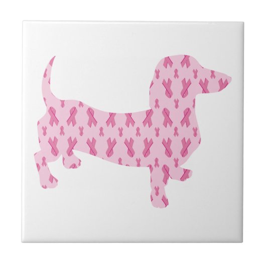 Dachshund Pink Ribbon for Cancer Tegeltje (Voorkant)