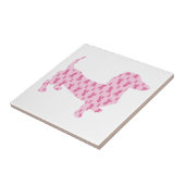 Dachshund Pink Ribbon for Cancer Tegeltje (Zijkant)