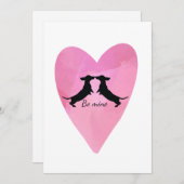 Dachshund Pink Valentijn Kaart (Voorkant / Achterkant)