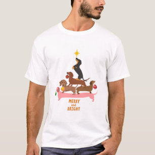 Dachshund Piramide Kerstboom Ornamenten Kerstmis  T-shirt