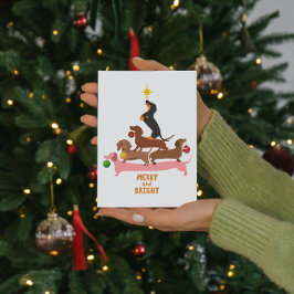 Dachshund Piramide Kerstboom Versiering Kerstmis Feestdagenkaart