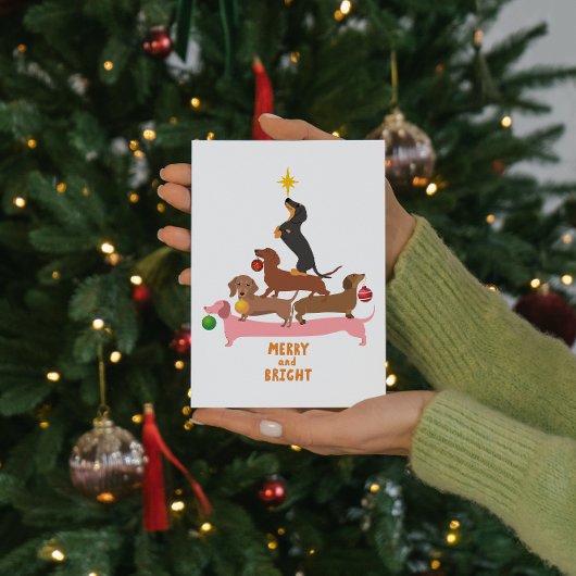 Dachshund Piramide Kerstboom Versiering Kerstmis Feestdagenkaart