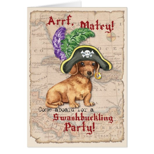 Dachshund Pirate Invitation (Voorkant)