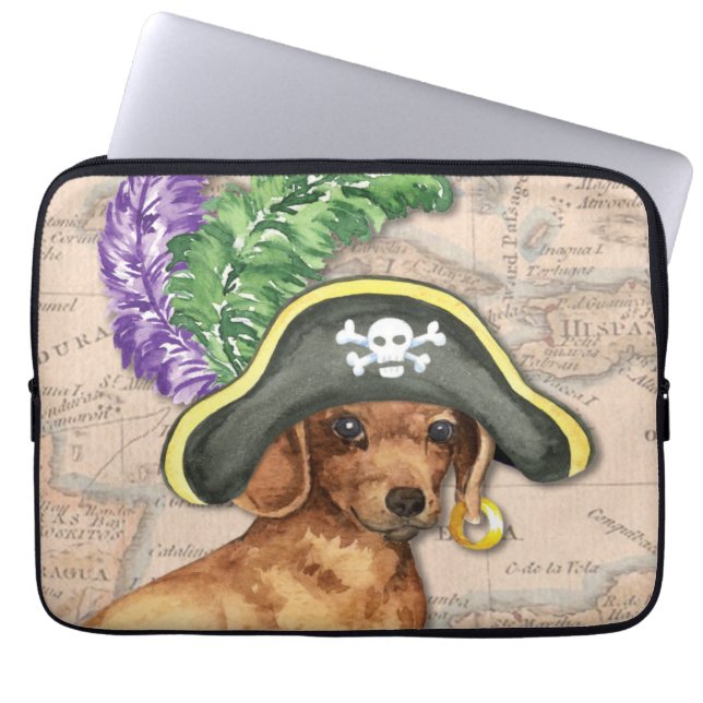 Dachshund Pirate Laptop Sleeve (Voorkant)
