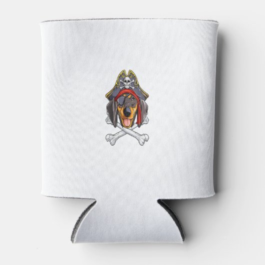 Dachshund Pirate T shirt Jolly Roger Flag Skull CR Blikjeskoeler (Voorkant)