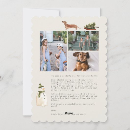 Dachshund Platte Kerstkaart (Achterkant)