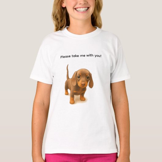 Dachshund Please take me with you! T-shirt (Voorkant)