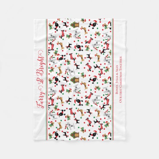 Dachshund Poedel Hond Furry Bright Christmas Fleece Deken (Voorkant)