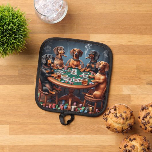 Dachshund Poker Nacht Pannenlap (Top down)