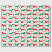 Dachshund Polka Dot - rood en groen Cadeaupapier (Vlak)