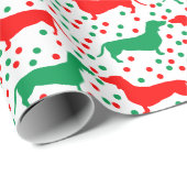 Dachshund Polka Dot - rood en groen Cadeaupapier (Rol Hoek)