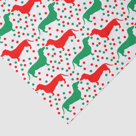 Dachshund Polka Dot - rood en groen Tissuepapier (Detail)