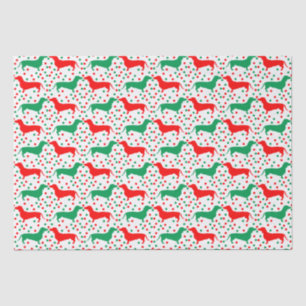 Dachshund Polka Dot - rood en groen Tissuepapier