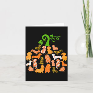 Dachshund Pompoen Vorm Geruit Luipaard Hond Herfst Kaart
