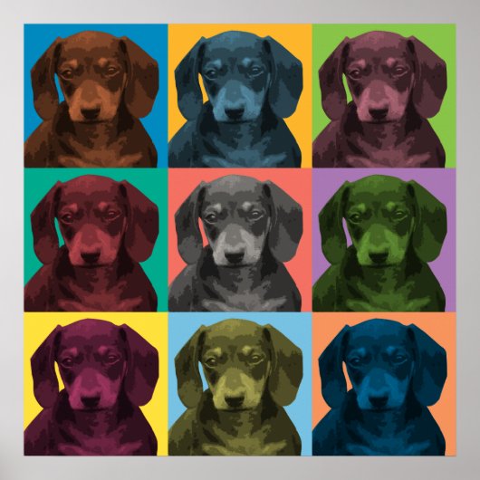 Dachshund Pop-Art Poster (Voorkant)
