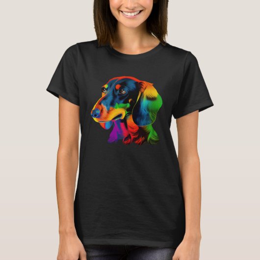 Dachshund Pop Colorful  Dachshund T-shirt (Voorkant)