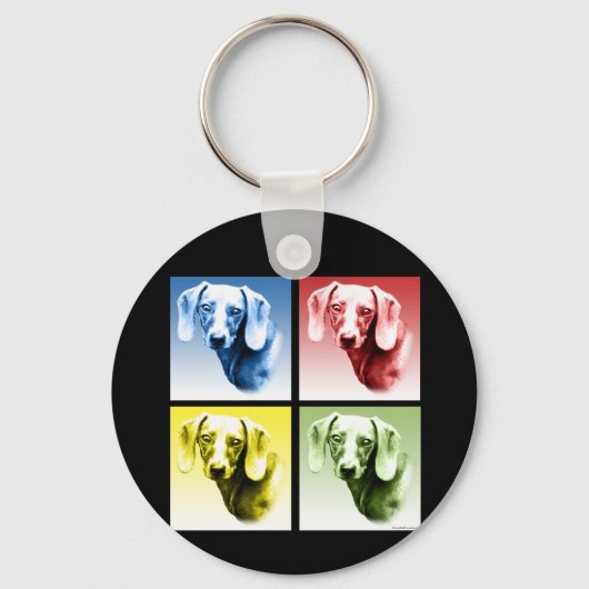 Dachshund Pop Kunst Sleutelhanger (Achterkant)