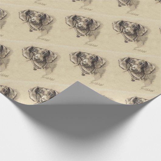 Dachshund-portret Cadeaupapier (Hoek)