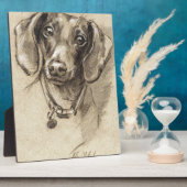 Dachshund-portret Fotoplaat (Zijkant)