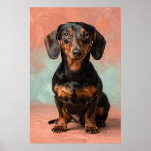 Dachshund-portret in warme aardetinten poster