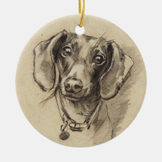 Dachshund-portret Keramisch Ornament (Voorkant)