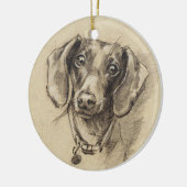 Dachshund-portret Keramisch Ornament (Links)