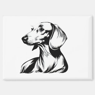 Dachshund Portret – Minimalistische Honden Lijnkun Magneet