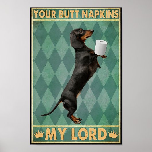 Dachshund Poster Je Butt Napkins My Lord Print (Voorkant)