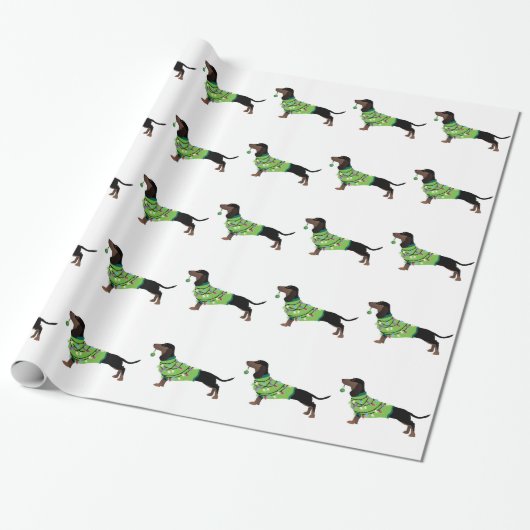 Dachshund Prettige feestdagen design Cadeaupapier (Uitgerold)