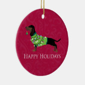 Dachshund Prettige feestdagen design Keramisch Ornament (Rechts)