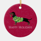 Dachshund Prettige feestdagen design Keramisch Ornament (Voorkant)