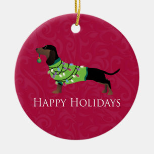Dachshund Prettige feestdagen design Keramisch Ornament