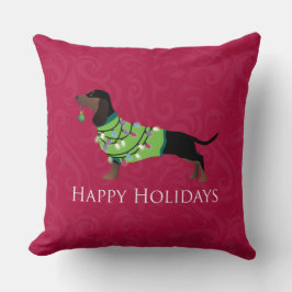 Dachshund Prettige feestdagen design Kussen
