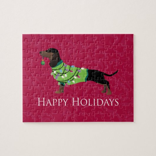 Dachshund Prettige feestdagen design Legpuzzel (Horizontaal)