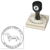 Dachshund profiel Rond retouradres Rubberstempel (Gestempeld)