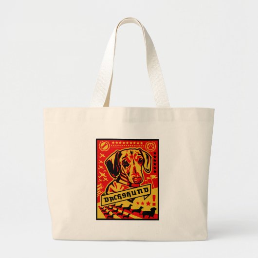 Dachshund Propaganda Grote Tote Bag (Voorkant)