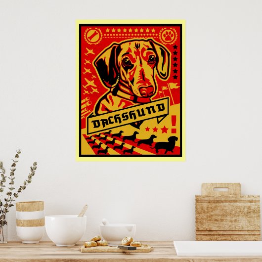 Dachshund Propaganda Print (Keuken)