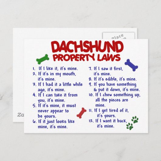 Dachshund Property Laws 2 Briefkaart (Voorkant / Achterkant)