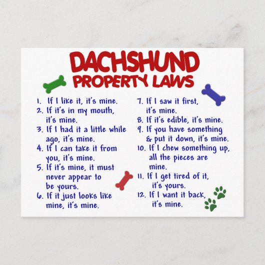Dachshund Property Laws 2 Briefkaart (Voorkant)