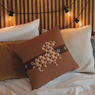 Dachshund Pset en Faux Knit Kijk Sierkussen