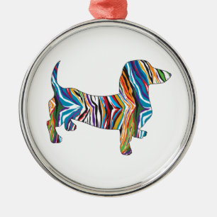 Dachshund - Psychedelic Zbra Doxie Metalen Ornament