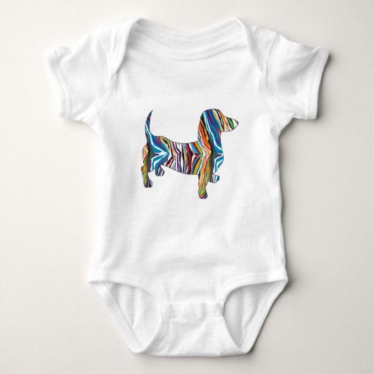 Dachshund - Psychedelic Zbra Doxie Romper (Voorkant)
