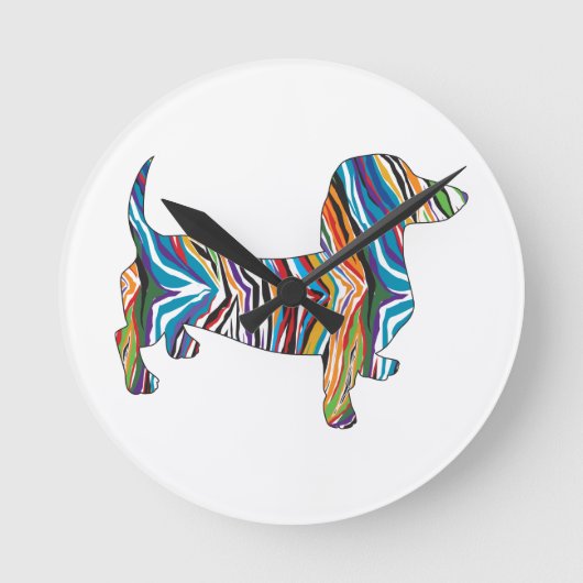 Dachshund - Psychedelic Zbra Doxie Ronde Klok (Voorkant)