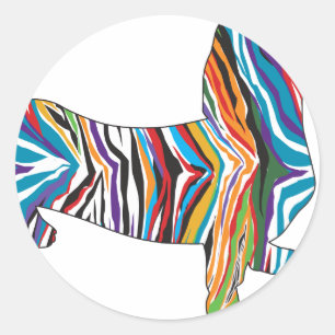 Dachshund - Psychedelic Zbra Doxie Ronde Sticker