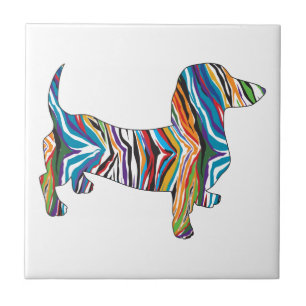 Dachshund - Psychedelic Zbra Doxie Tegeltje