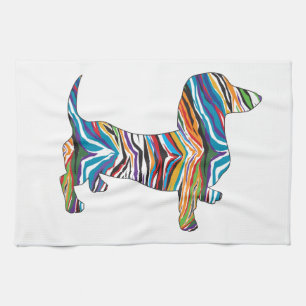 Dachshund - Psychedelic Zbra Doxie Theedoek
